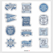 Blue Nautical Slogan Birthday Sticker Sheet (Feuille)