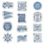 Blue Nautical Slogan Birthday Sticker Sheet (Devant)