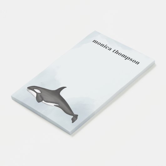 Blue Nautical Waterverf Orca Custom Post-it® Notes (Schuin)