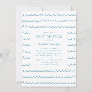 Blue Nautical Waves-Baby shower moderne kust Kaart