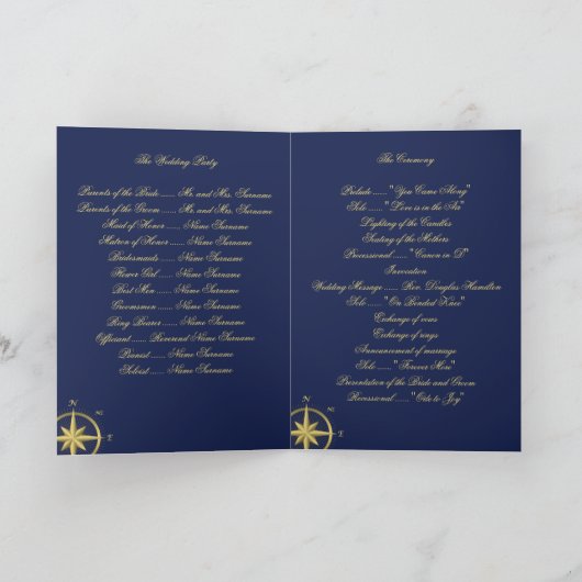 Blue Nautical Wedding Ceremony Programma's (Binnen)