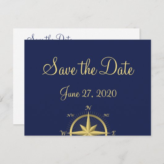 Blue Nautical Wedding Enregistrer La Date Cartes P (Devant / Derrière)