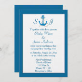 Blue Nautical Wedding Invitation Kaart (Voorkant / Achterkant)