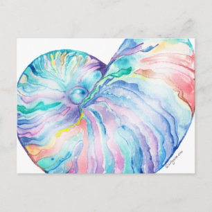 Blue Nautilus Infinity Shell Waterverf Briefkaart