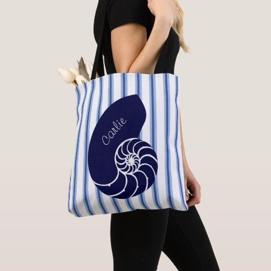 Blue Nautilus Shell Custom Canvas tas (Dichtbij)