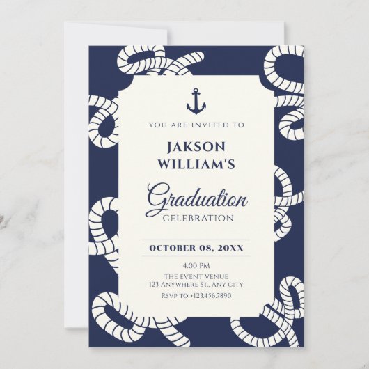 Blue Navy Anchor afstuderen Kaart (Voorkant)