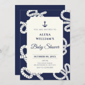 Blue Navy Anchor baby shower Kaart (Voorkant / Achterkant)
