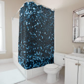 Blue Navy Aqua Deep Faux Glitter Sequin Glam Douchegordijn (In situ)
