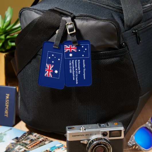 Blue Navy Australia Flag Australian Personalized Bagagelabel (Voorkant /achterkant)