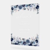Blue & Navy Floral Mariage Welcome 2- Blanc (Angle)