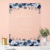 Blue & Navy Floral Mariage Welcome 2- Blanc (Mariage)