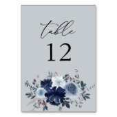 Blue & Navy Floral Numéro de table - Blue Grey (Dos)