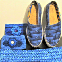 Blue Navy Floral Unique Crochet Artistique