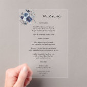Blue & Navy Floral Wedding Programme Acrylique (In situ (ordinateur de poche))