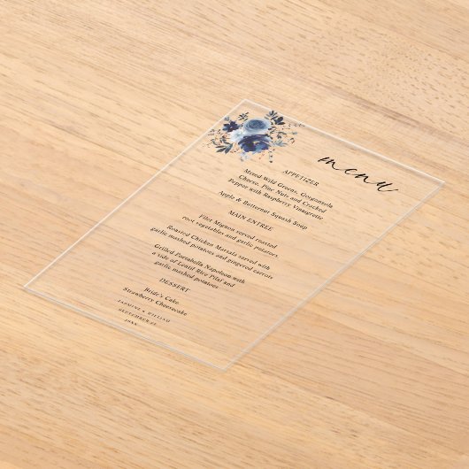 Blue & Navy Floral Wedding Programme Acrylique (Poser)