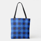 Blue Navy Gingham Pset Artisan Crochet Print Tote Bag (Achterkant)