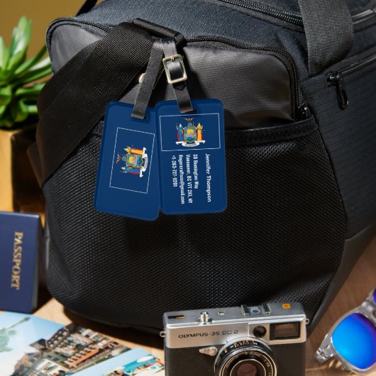 Blue Navy New York State Flag NY City Personalized Bagagelabel (Voorkant /achterkant)