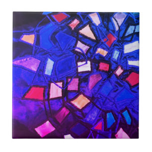 Blue Navy paarse roze nautische marine abstract Tegeltje