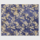 Blue Navy Sepia Gold Flower Graphite Grungy Shabby Cadeaupapier (Vlak)