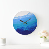 Blue Navy Turquoise Eau Abstrait Art Mur Horloge (Maison)