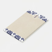 Blue Navy White Glam Damask Kraft Monogram Initiaa Post-it® Notes (Schuin)