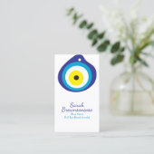 Blue Navy Yellow Evil Eye Bead Amulet Visitekaartje (Staand voorkant)