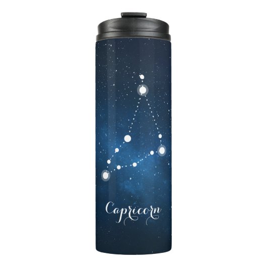 Blue Nebula Capricorn Zodiac Sign Thermosbeker (Voorkant)