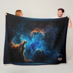 Blue Nebula Clouds AI Concept Art van Xzendor7 Fleece Deken