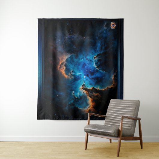 Blue Nebula Clouds AI Concept Art van Xzendor7 Wandkleed (In situ)