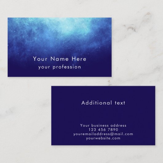 Blue Nebula Custom Text Cool Modern Professional Visitekaartje (Voorkant / Achterkant)