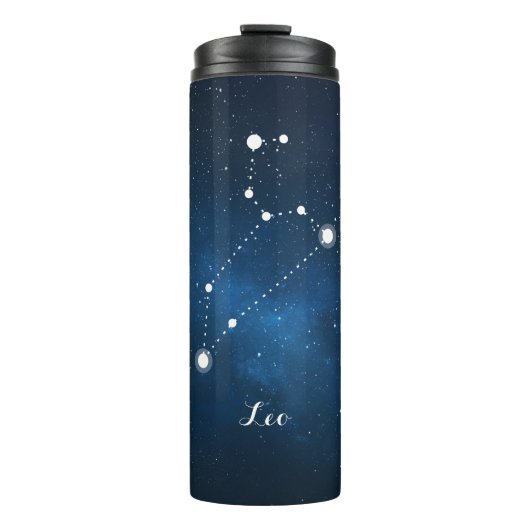Blue Nebula Leo Zodiac Sign Thermosbeker (Voorkant)