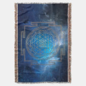 Blue Nebula Sri Yantra - Blanket Deken (Voorkant Verticaal)