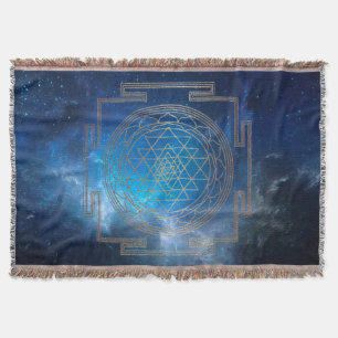 Blue Nebula Sri Yantra - Blanket Deken