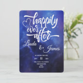 Blue Nebula Typography Invitation Kaart (Staand voorkant)