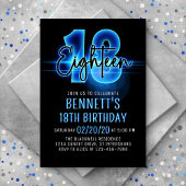 Blue Neon 18e anniversaire Invitation
