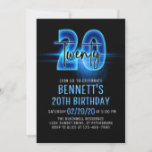 Blue Neon 20e anniversaire Invitation (Devant)