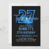 Blue Neon 27e anniversaire Invitation (Devant)