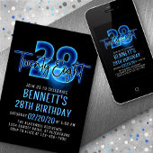 Blue Neon 28e anniversaire Invitation