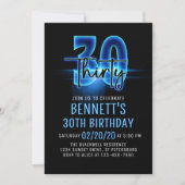 Blue Neon 30e anniversaire Invitation (Devant)