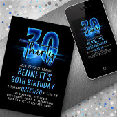 Blue Neon 30e anniversaire Invitation