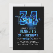 Blue Neon 34e anniversaire Invitation (Devant)