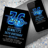 Blue Neon 36e anniversaire Invitation
