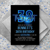 Blue Neon 38e anniversaire Invitation