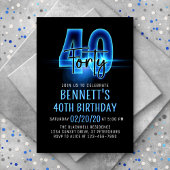 Blue Neon 40e anniversaire Invitation