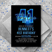 Blue Neon 41ème anniversaire Invitation