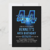 Blue Neon 44e anniversaire Invitation (Devant)