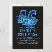 Blue Neon 46e anniversaire Invitation (Devant)