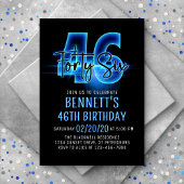 Blue Neon 46e anniversaire Invitation