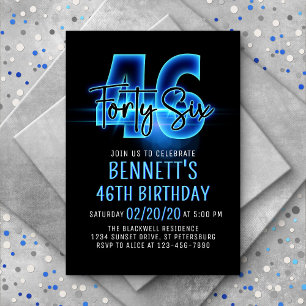 Blue Neon 46e anniversaire Invitation