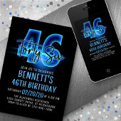 Blue Neon 46e anniversaire Invitation